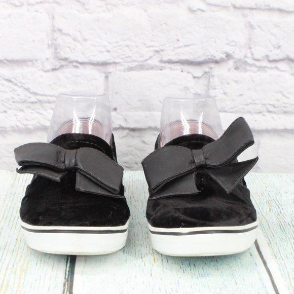 Kate Spade Delise Black Velvet Leather Bow Loafer Flat Sneaker Shoes Size 8 B - Picture 4 of 9